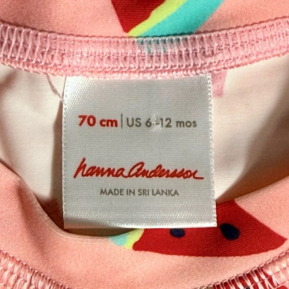 New Hanna Andersson Sunblock Rash Guard Girls 6-12M 70 cm Watermelons Swim Shirt